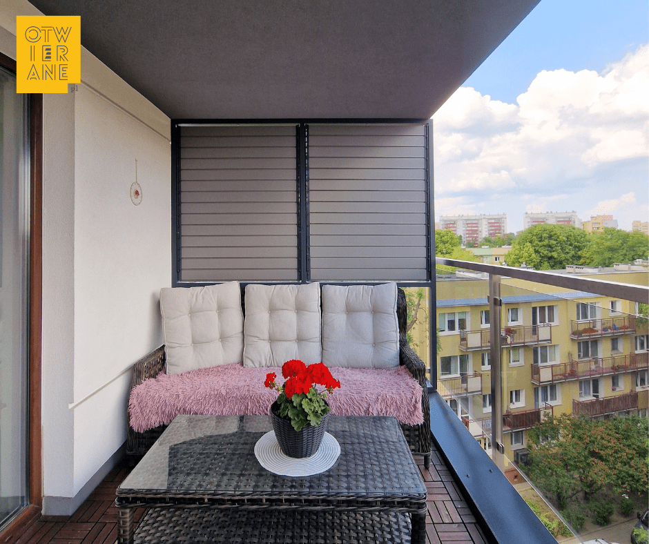 zabudowa balkonu warszawa wola rama aluminiowa + lamele aluminium