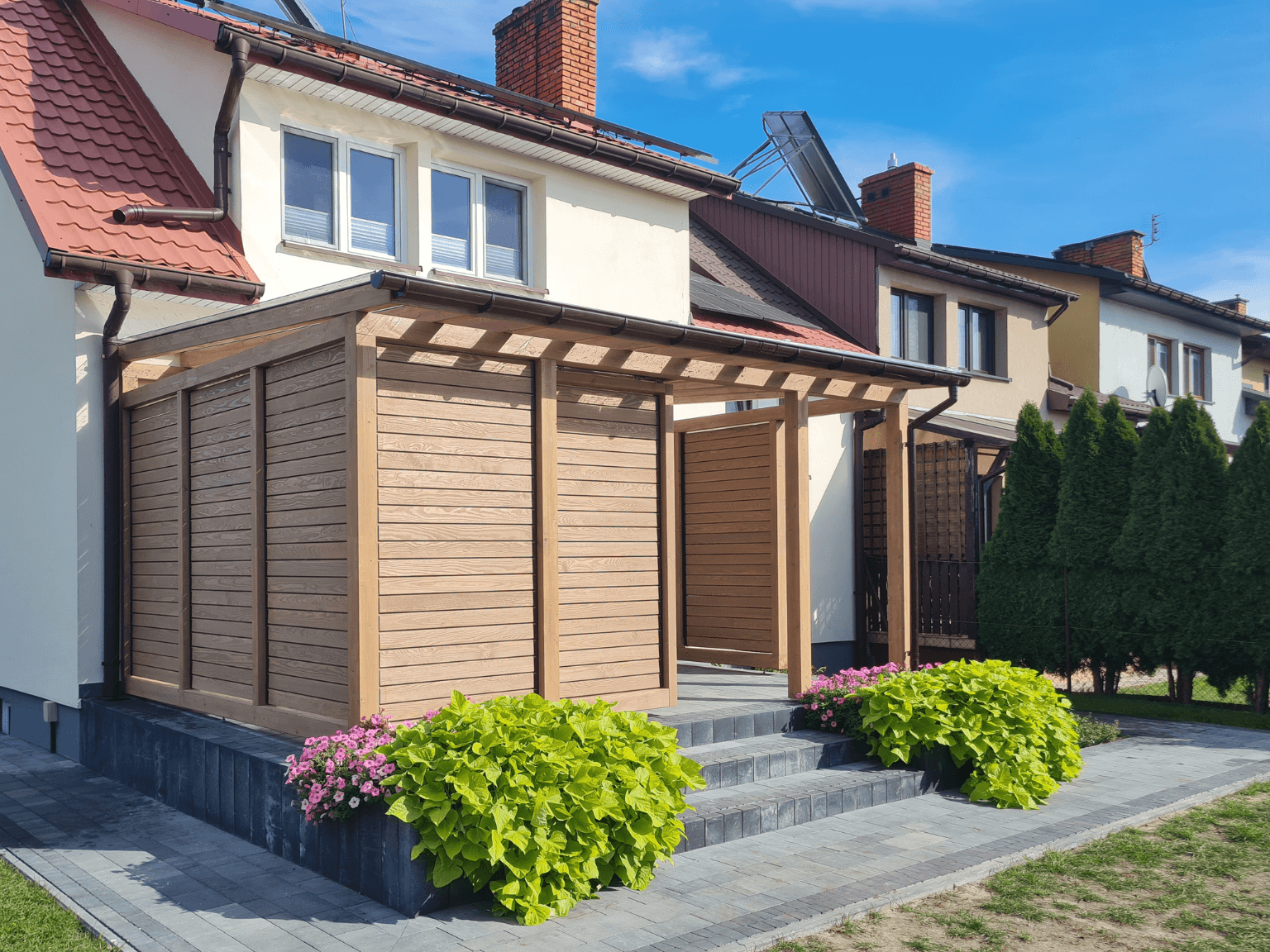 Wooden terrace roofing