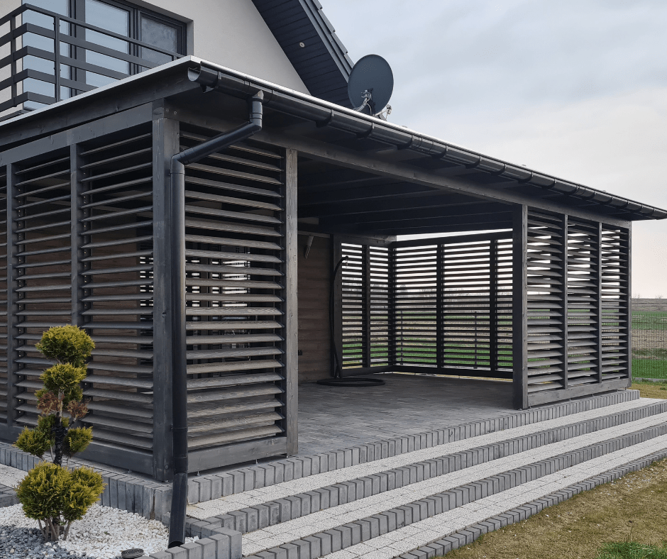 Wooden terrace canopy anthracite