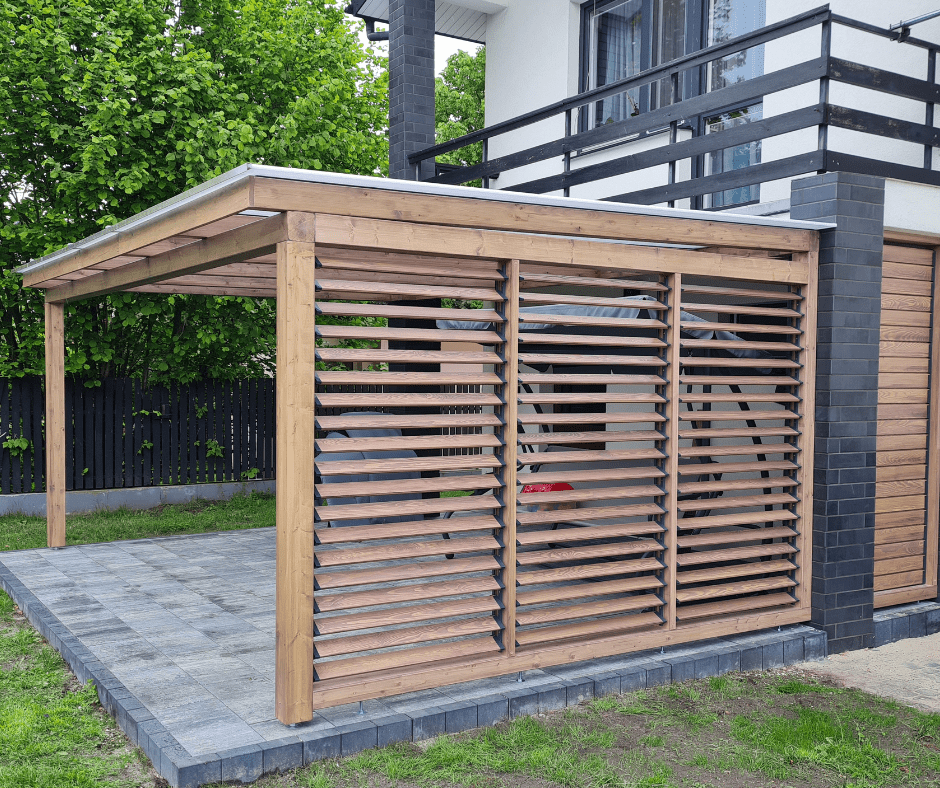 Wooden terrace canopy chestnut