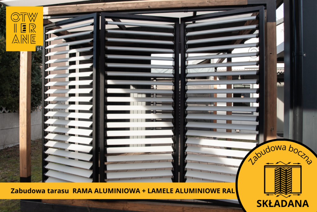 Pergola cladding Warsaw - folding terrace cladding with movable slats OpenUp