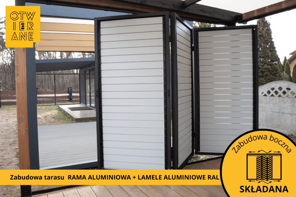 Pergola cladding Warsaw - folding terrace cladding with movable slats OpenUp