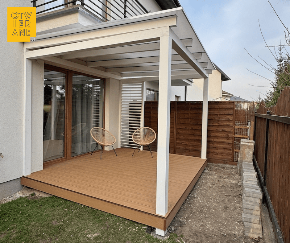 Wooden terrace canopy Greensboro terrace canopy white